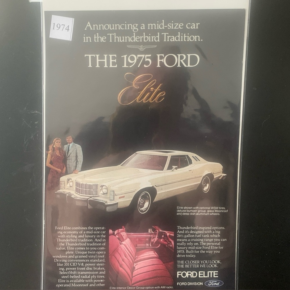 Vintage 1974 Ford Elite In The Thunderbird Tradition Ad Advertisement